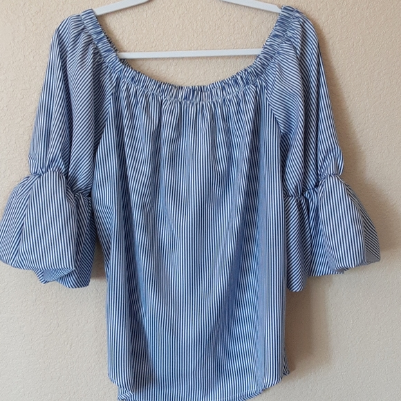 Gibson Latimer Tops - Gibson Latimer Elastic Neck Striped Peasant Blouse💖💖💖NWT